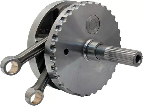S&S 4.375 インチ ストローク フライホイール アセンブリ、スプロケット シャフト ベアリング レース付き (320-0358) S&S 4.375\