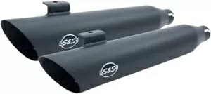 S&S デュアル 4 インチ スラッシュカット スリップオン ガーディアン ブラック マフラー (550-0724) S&S Dual 4\
