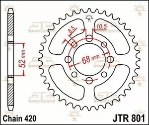 スズキ ZR 50 KE 1979-1983 JT ナチュラル リア スプロケット 51T 420 JTR801.51- Suzuki ZR 50 KE 1979-1983 JT Natural Rear Sprocket 51T 420 JTR801.51- 【並行輸入品】