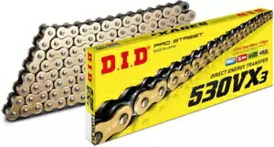 DID 530 VX3 シリーズ X リング チェーン 130 リンク ゴールド リベットマスターリンク付き DID 530 VX3 Series X-Ring Chain 130 Links Gold with Rivet Master Link 【並行輸入品】