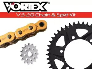 Vortex V3 SSA チェーン&スプロケットキット アルミリア付き ゴールド 17/45T 530SX3-118 Vortex V3 SSA Chain & Sprocket Kit with Aluminum Rear Gold 17/45T 530SX3-118 【並行輸入品】