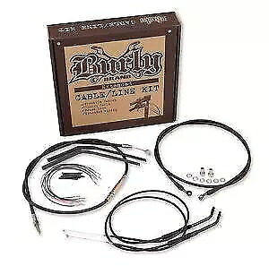 Burly ケーブル/ブレーキラインキット 14 インチ エイプハンガー用 ブラック ハーレーダビッドソン ソフテイル Burly Cable/Brake Line Kit for 14" Ape Hangers Black Harley Davidson Softail 【並行輸入品】｜カスタムパーツ WORLD倉庫