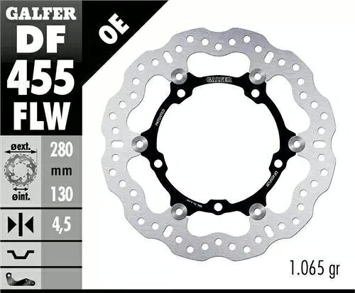 Galfer STD フローティング ウェーブ フロント ブレーキ ローター ステンレス スチール キャリア付き #DF455FLW Galfer Std Floating Wave Front Brake Rotor w/Stainless Steel Carrier #DF455FLW 【並行輸入品】｜カスタムパーツ WORLD倉庫