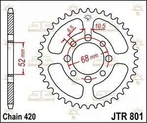 スズキ ZR 50 KE 1979-1983 JT ナチュラル リア スプロケット 51T 420 JTR801.51- Suzuki ZR 50 KE 1979-1983 JT Natural Rear Sprocket 51T 420 JTR801.51- 【並行輸入品】
