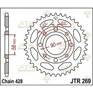 デリム VT 125 2000-2001 JT シルバー リア スプロケット 45T 428 JTR269.45- Daelim VT 125 2000-2001 JT Silver Rear Sprocket 45T 428 JTR269.45- 【並行輸入品】