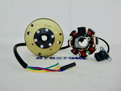 GY6 モーター搭載スクーター用フライホイール付き 150cc ステーター (5 ピン 3 プラグ) (タイプ 2) 150cc STATOR WITH FLYWHEEL FOR SCOOTERS WITH GY6 MOTORS (5 PIN 3 PLUGS) (TYPE 2) 【並行輸入品】