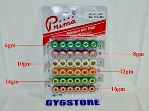 プリマローラーウェイトキット (18mm X 14mm) 6G、8G、10G、12G、14G、16G 150cc GY6 用 PRIMA ROLLER WEIGHT KIT (18mm X 14mm) 6G, 8G, 10G, 12G, 14G, 16G FOR 150cc GY6 【並行輸入品】|カスタムパーツ WORLD倉庫