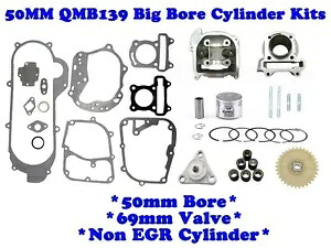 中国スクーター用 100cc ビッグボアキット NON EGR *69mm バルブ * 139QMB (50mm ボア) 100cc BIG BORE KIT FOR CHINESE SCOOTER NON EGR *69mm VALVES* 139QMB (50mm BORE) 【並行輸入品】