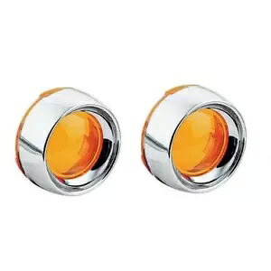 Kuryakyn ディープディッシュ ターンシグナルベゼル レンズ付き クロムアンバー ハーレーダビッドソン Kuryakyn Deep Dish Turn Signal Bezels With Lenses Chrome Amber Harley Davidson 【並行輸入品】