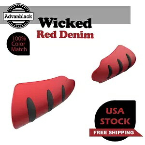 ウィキッド レッド デニム ハンドガード ハーレー ツーリング & ソフテイル Advanblack に適合 Wicked Red Denim Hand Guard Fits for Harley Touring & Softails Advanblack 【並行輸入品】