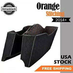 ハーレー 14+ オレンジステッチ CVO サドルバッグライナー、テーパードバッグボトム用 FIts Harley 14+ Orange Stitching CVO Saddlebag Liner For Tapered Bags Bottoms 【並行輸入品】