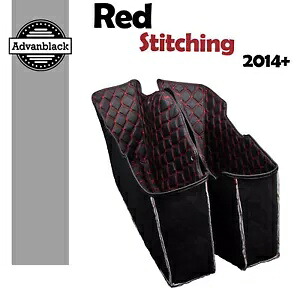 レッドステッチ サドルバッグライナー 14+ ハーレー OEM 工場ハードサドルバッグ底用 Red Stitch Saddlebag Liners For 14+ Harley OEM Factory Hard Saddlebags Bottom 【並行輸入品】