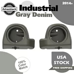 インダストリアル グレー デニム 6.5 インチ スピーカー ポッド 下部ベント フェアリング 2014+ ハーレー用 Industrial Gray Denim 6.5\