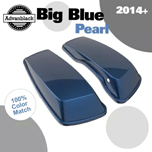 Advanblack ビッグ ブルー パール ノーマル ストレッチ サドルバッグ蓋 ハーレー 14+ に適合 Advanblack Big Blue Pearl Normal Stretched Saddlebag Lids Fits Harley 14+ 【並行輸入品】