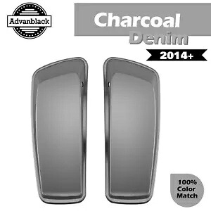 チャコールデニム ノーマルストレッチサドルバッグ蓋 ハーレーダビッドソン 2014+ に適合 Charcoal Denim Normal Stretched Saddlebag Lids Fits Harley Davidson 2014+ 【並行輸入品】
