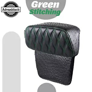Advanblack Raptor スモール バックレスト パッド グリーン ステッチ ハーレー ツーリングに適合 Advanblack Raptor Small Backrest Pad Green Stitching Fits Harley Touring 【並行輸入品】