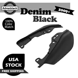 ハーレーツーリング用ミッドフレームエアディフレクターヒートシールドトリムカバーデニムブラック Mid Frame Air Deflectors Heat Shield Trim Covers For Harley Touring DENIM BLACK 【並行輸入品】