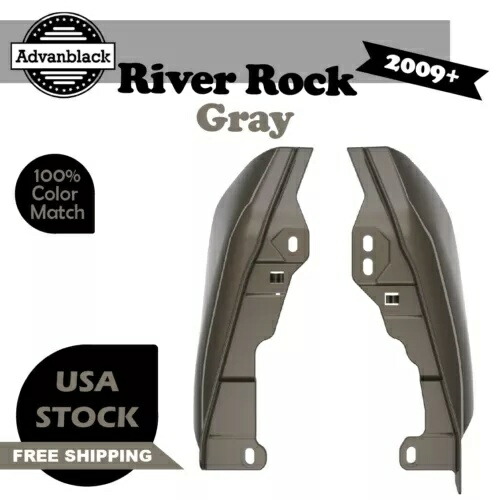 River Rock グレー ミッドフレーム エアディフレクター ヒートシールド トリム カバー 09+ ハーレー用 River Rock Gray Mid Frame Air Deflectors Heat Shield Trim Covers For 09+ Harley 【並行輸入品】