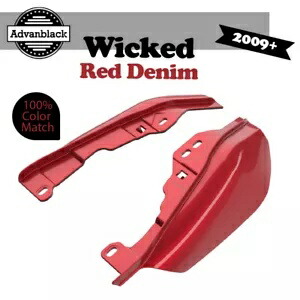 ミッドフレームエアディフレクターヒートシールドトリムカバーハーレー 09+ ウィキッドレッドデニム用 Mid Frame Air Deflectors Heat Shield Trim Covers For Harley 09+ WICKED RED DENIM 【並行輸入品】