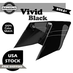 Advan ビビッドブラック CVO ストレッチ拡張サイドカバー ピンストライプ ハーレー 2014+ に適合 Advan Vivid Black CVO Stretched Extended Side Cover Pinstripe Fits Harley 2014+ 【並行輸入品】