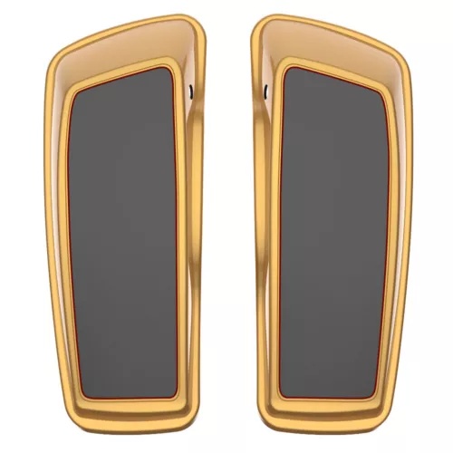 2トーン ブラック ヒルズ ゴールド & ブラック クォーツ ストレッチ サドルバッグ蓋 ハーレー 14+ に適合 2-Tone Black Hills Gold & Black Quartz Stretched Saddlebag Lids Fits Harley 14+ 【並行輸入品】