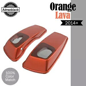 6x9 インチ サドルバッグ スピーカー蓋 オーディオ カバー ハーレー ツーリング 2014+ オレンジ LAVA に適合 6x9" Saddlebag Speaker Lids Audio Cover Fits Harley Touring 2014+ ORANGE LAVA 【並行輸入品】|カスタムパーツ WORLD倉庫