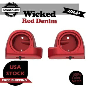Wicked レッドデニム 6.5 インチ スピーカー ポッド 下部フェアリング 2014 年以降のハーレー ツーリングに適合 Wicked Red Denim 6.5'' Speaker Pods Lower Fairings Fits 2014+ Harley Touring 【並行輸入品】|カスタムパーツ WORLD倉庫