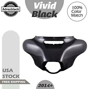 ビビッドブラックとピンストライプアウターフェアリングバットウィングカウル 14 歳以上ハーレーツーリング用 Vivid Black with Pinstripes Outer Fairing Batwing Cowl For 14+ Harley Touring 【並行輸入品】