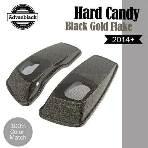 ハード キャンディー ブラック ゴールド フレーク サドルバッグ スピーカー蓋 ハーレー ツーリング 2014+用 Hard Candy Black Gold Flake Saddlebag Speaker Lids for Harley Touring 2014+ 【並行輸入品】｜カスタムパーツ WORLD倉庫