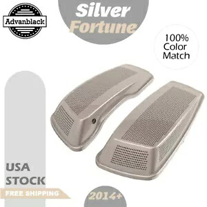 Advanblack シルバー フォーチュン デュアル 6x9 サドルバッグ スピーカー蓋 14 歳以上 ハーレー ツーリング用 Advanblack Silver Fortune Dual 6x9 Saddlebag Speaker Lids For 14+ Harley Touring 【並行輸入品】