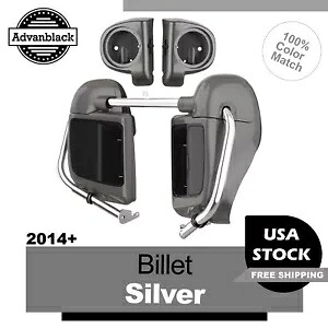 Advanblack ビレット シルバー 下部ベント フェアリング 6.5 インチ スピーカー ポッド 2014+ ハーレー用 Advanblack Billet Silver Lower Vented Fairing 6.5'' Speaker Pod For 2014+ Harley 【並行輸入品】