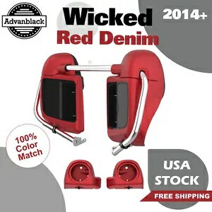 Wicked レッドデニム 下部ベントフェアリング 6.5 インチ スピーカーポッド 2014+ ハーレーツーリング用 Wicked Red Denim Lower Vented Fairing 6.5'' Speaker Pod For 2014+ Harley Touring 【並行輸入品】