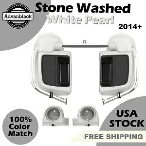 ストーンウォッシュ ホワイト パール 下部ベント フェアリング 6.5 インチ スピーカー ポッド 2014+ ハーレー用 Stone Washed White Pearl Lower Vented Fairing 6.5'' Speaker Pod For 2014+ Harley 【並行輸入品】