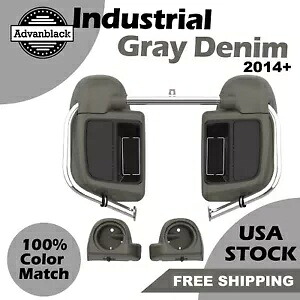 インダストリアル グレー デニム 下部ベント フェアリング キット グローブ 14 歳以上 ストリート ロード グライド用 Industrial Gray Denim Lower Vented Fairings Kit Glove For 14+ Street Road Glide 【並行輸入品】｜カスタムパーツ WORLD倉庫
