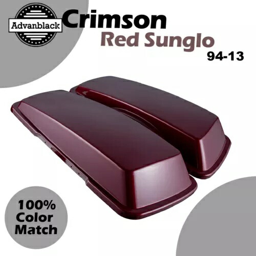 クリムゾンレッド Sunglo サドルバッグ蓋カバーはハーレーストリートロードエレクトラグライドに適合します Crimson Red Sunglo Saddlebag Lids Cover Fits Harley Street Road Electra Glide 【並行輸入品】