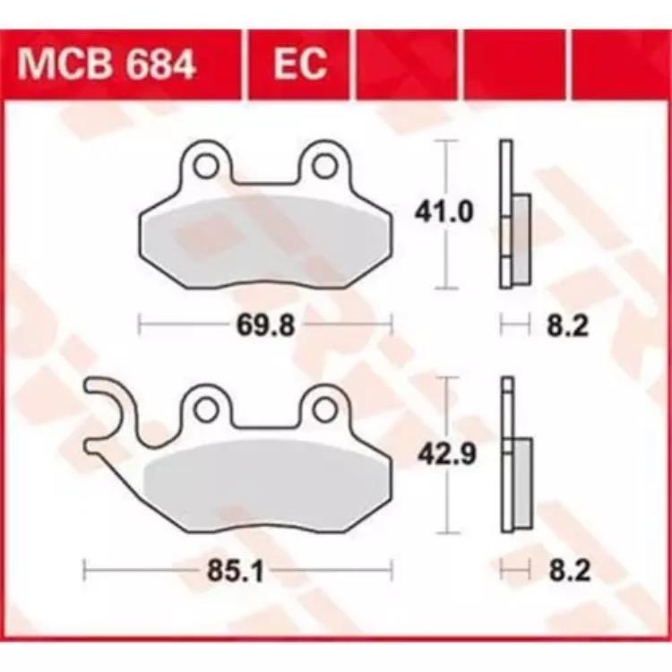 SYM FIDDLE II 50 2007-2015 TRW EC シリーズ セラミック ブレーキ パッド MCB684EC SYM FIDDLE II 50 2007-2015 TRW EC Series Ceramic Brake Pads MCB684EC 【並行輸入品】