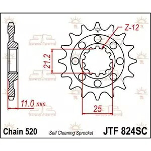 ハスクバーナ Te 250 2003-2010 JT ナチュラル フロント スプロケット 14T 520 JTF824.14SC- Husqvarna Te 250 2003-2010 JT natural front sprocket 14T 520 JTF824.14SC- 【並行輸入品】