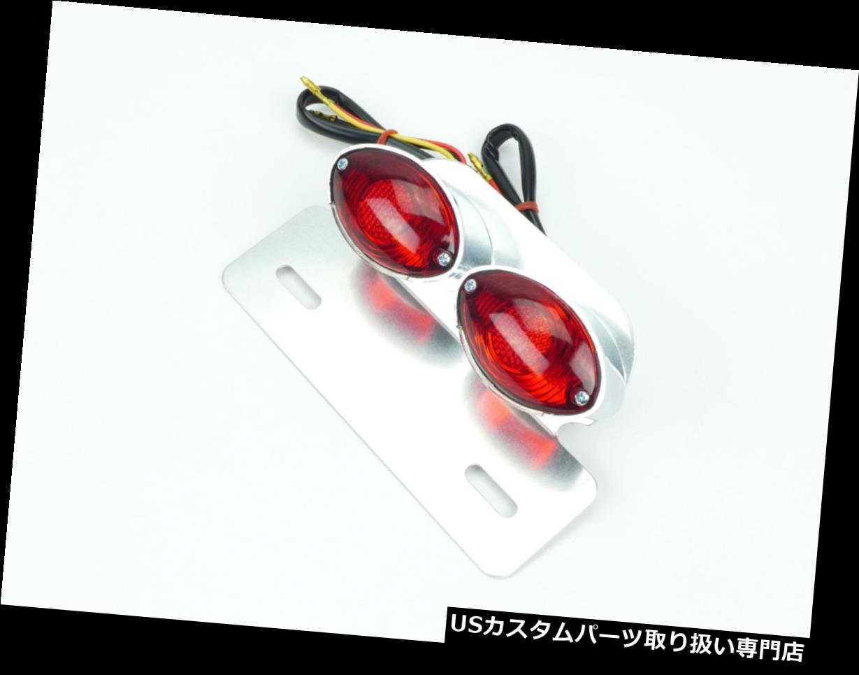 USテールライト 2FastMoto 12VクロームデュアルCateyeキャットアイテールライト＆アンプ。 ライセンスブラケットNEW 2FastMoto 12V Chrome Dual Small Cateye Cat Eye Tail Light & License Bracket NEW 【並行輸入品】