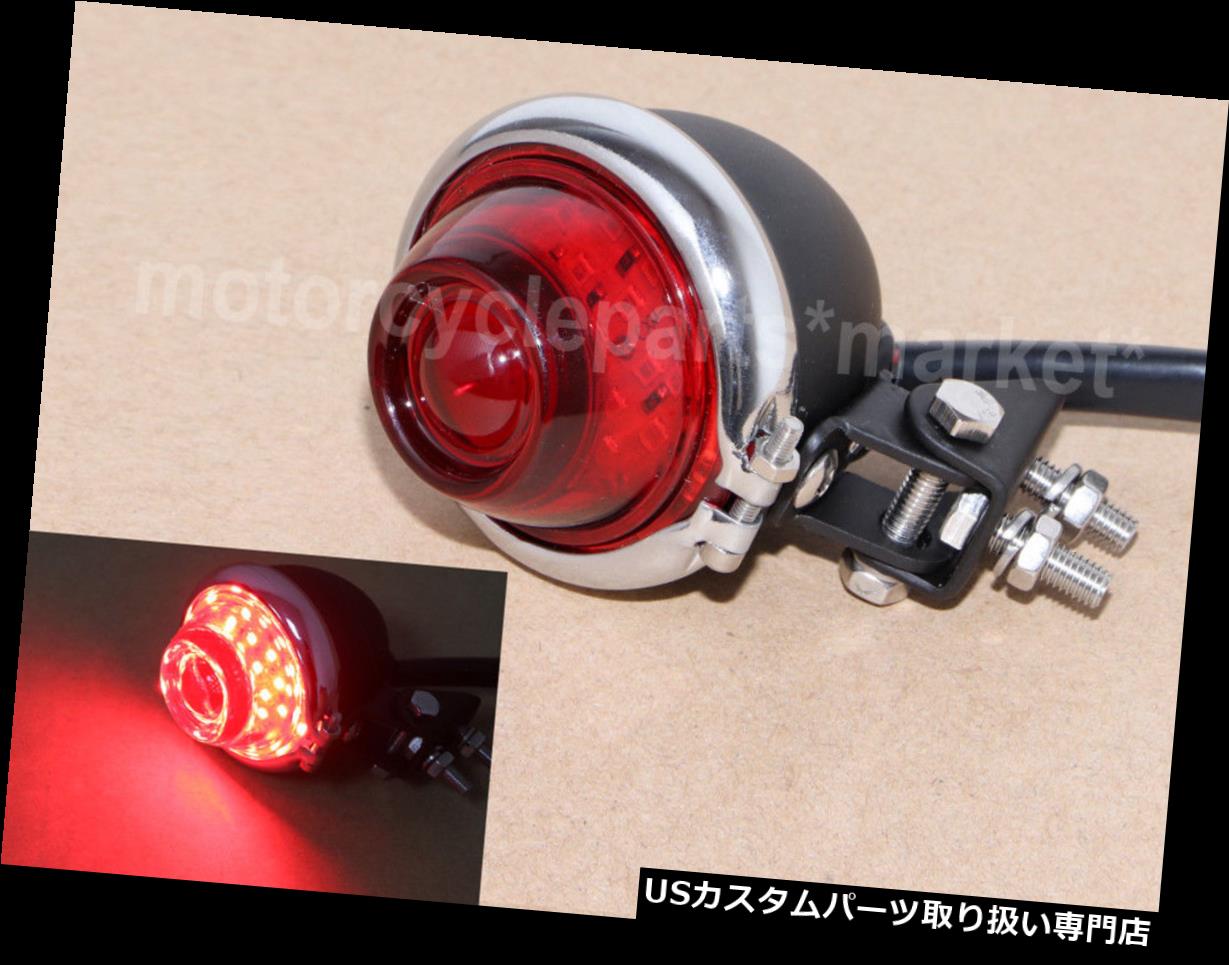 USテールライト ブラックレッド凸レンズLEDブレーキストップテールライトランプカフェレーサーオールドスクール Black Red Convex Lens LED Brake Stop Tail Light Lamp Cafe Racer Old School 【並行輸入品】