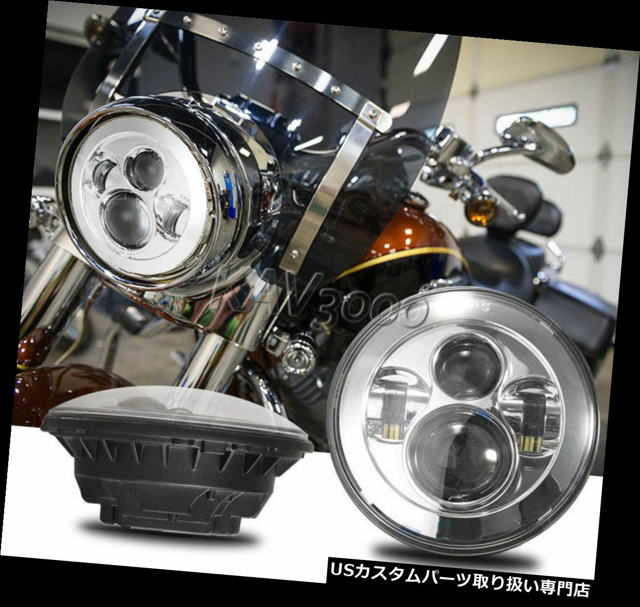 USヘッドライト 7 "LEDプロジェクタークロムヘッドライトはハーレーロードキングエレクトラグライドにフィット 7" LED Projector Chrome Headlight Fits Harley Road King Electra Glide 【並行輸入品】|カスタムパーツ WORLD倉庫