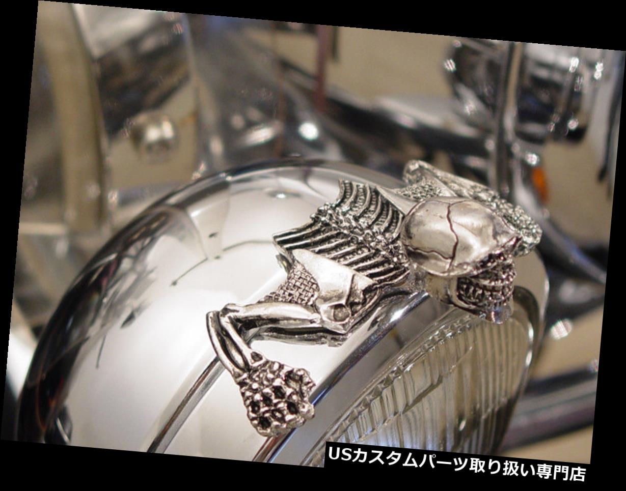 USヘッドライト gクロームウィリースカルオーナメント4インチヘッドライトバイザートリムハーレーソフテイルダイナ g chrome willie skull ornament 4 inch headlight visor trim Harley softail dyna 【並行輸入品】