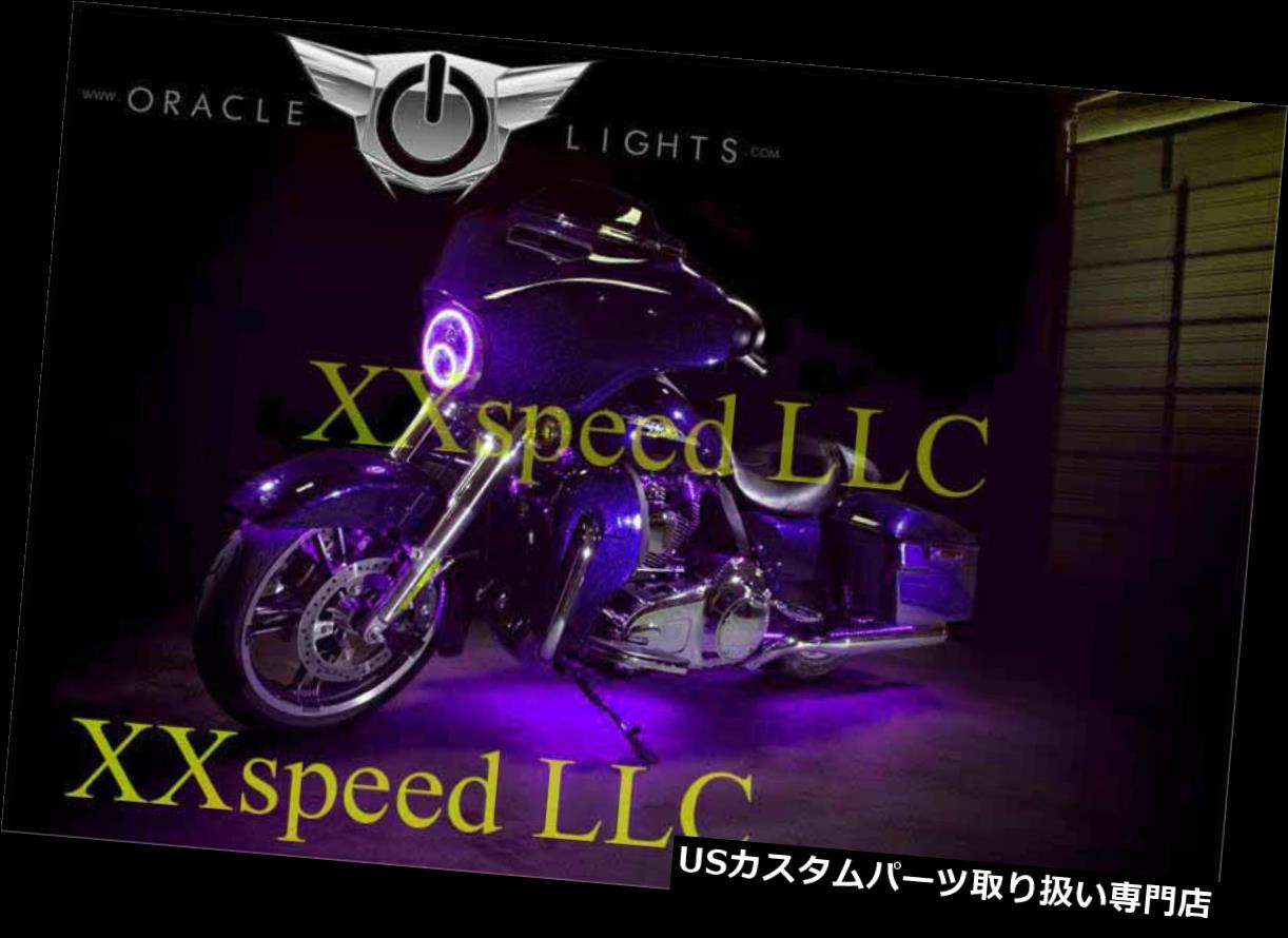 USヘッドライト ORACLEハーレーダビッドソンロードグライド14+パープルLEDヘッドライトハローエンジェル悪魔の目 ORACLE Harley Davidson Road Glide 14+ PURPLE LED Headlight Halo Angel Demon Eyes 【並行輸入品】