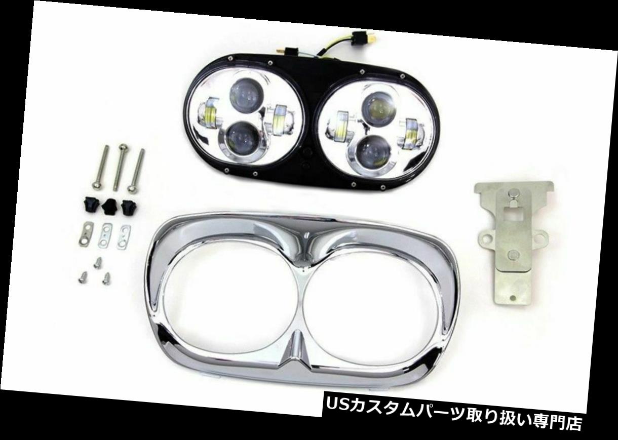 USヘッドライト クロムデュアルLEDヘッドランプヘッドライトアセンブリ変換ハーレーロードグライドFLTR Chrome Dual LED Headlamp Head Light Assembly Conversion Harley Road Glide FLTR 【並行輸入品】
