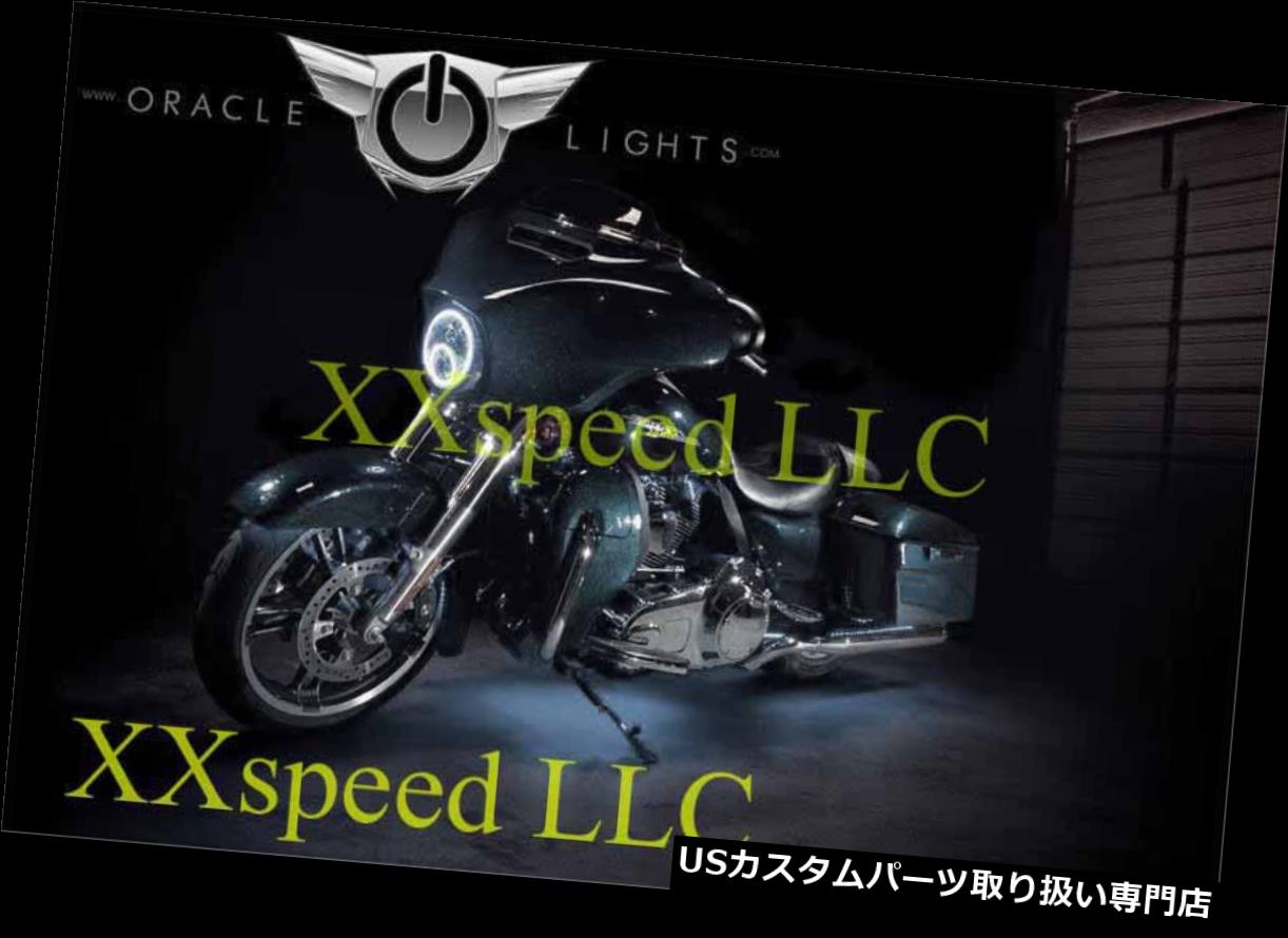 USヘッドライト ORACLEハーレーダビッドソンロードグライド14+ホワイトLEDヘッドライトハローエンジェル悪魔の目 ORACLE Harley Davidson Road Glide 14+ WHITE LED Headlight Halo Angel Demon Eyes 【並行輸入品】