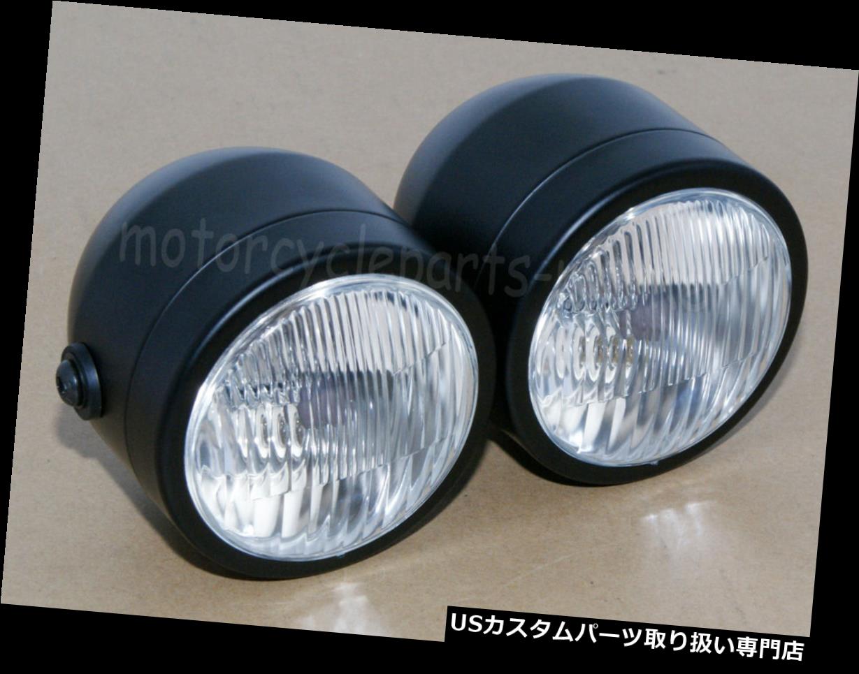 楽天市場】2連ヘッドライト 金属製ガラスレンズ メッシュガード付き