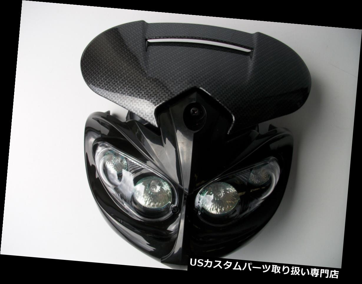 Usヘッドライト ブラックカーボンファイバーヘッドライトストリートファイターカスタムバイクgsxr Zxr Gsf Suzuki Black Carbon Fibre Headlight Streetfighter Custom Motorcycle Gsxr Zxr Gsf Suzuki Voli Me