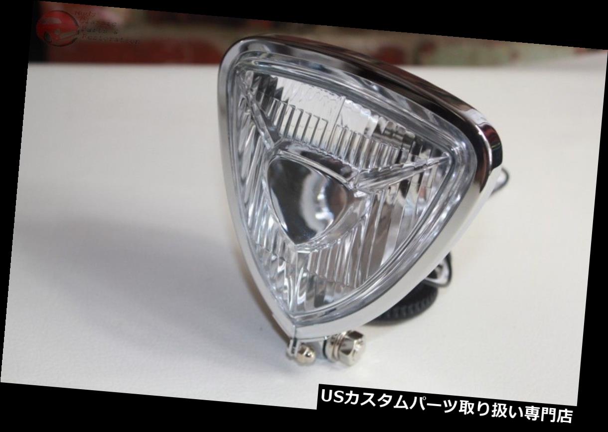 USヘッドライト トライアングルヘッドライトランプクロームフラットバックカスタムオートバイチョッパーボバーハーレー Triangle Headlight Lamp Chrome Flat Back Custom Motorcycle Chopper Bobber Harley 【並行輸入品】