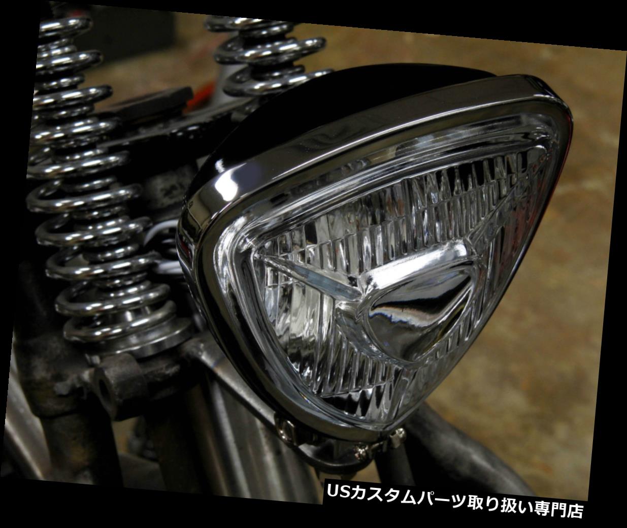 USヘッドライト 三角形のスポットヘッドライトクロム＆amp; A ブラックバックハーレイトリンプXS 650 BOBBER CHOPPER TRIANGLE SPOT HEAD LIGHT CHROME & BLACK BACK HARLEY TRIUMPH XS650 BOBBER CHOPPER 【並行輸入品】