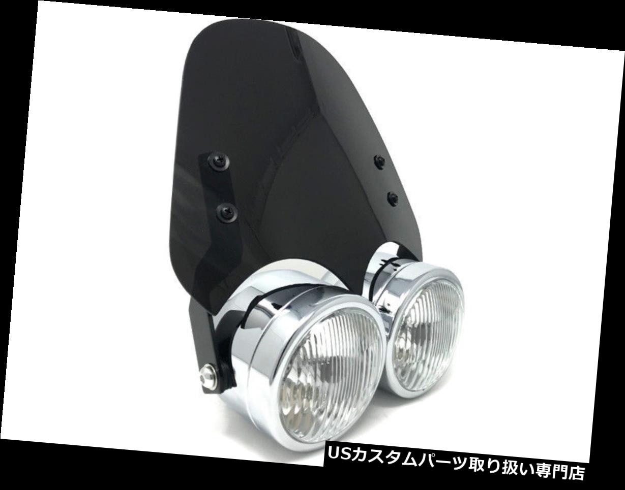 USヘッドライト ドミネーターヘッドライト＆amp; A BMW R80 R100ストリートファイター用フライスクリーンクロームデュアルツイン Dominator Headlight & Flyscreen Chrome Dual Twin for BMW R80 R100 Streetfighter 【並行輸入品】