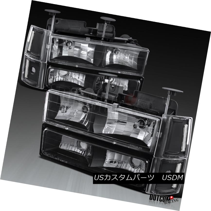 ヘッドライト 94-98 GMC C10 Pickup Sierra Black Clear Headlights Bumper Corner Signal Lights 94-98 GMC C10ピックアップシエラブラッククリアヘッドライトバンパーコーナー信号ライト 【並行輸入品】